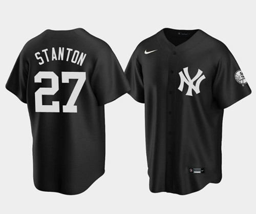 Men's New York Yankees #27 Giancarlo Stanton Black Cool Base Stitched Jersey